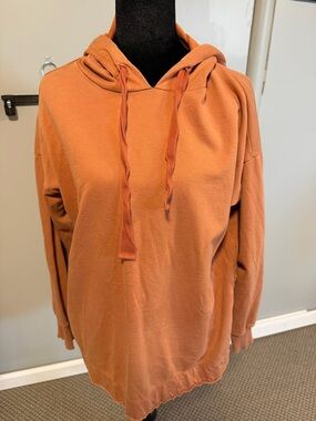 Aerie Burnt Orange Oversized Hoodie Sweatshirt Split Hem Cozy Pullover